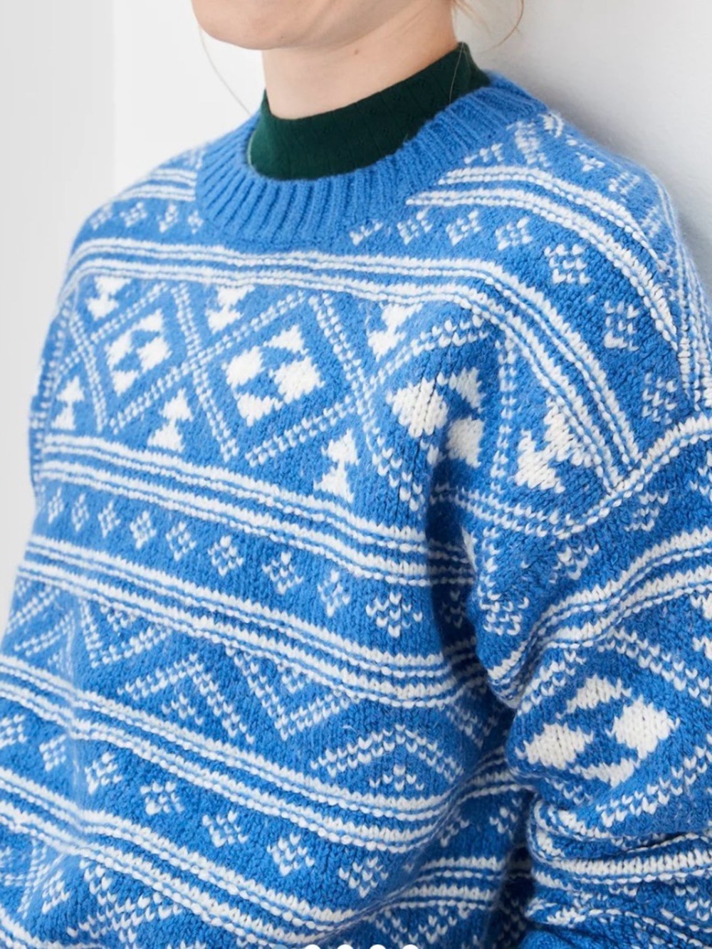 American Eagle AE blue white fair isle Snowdrift Sweater XL
